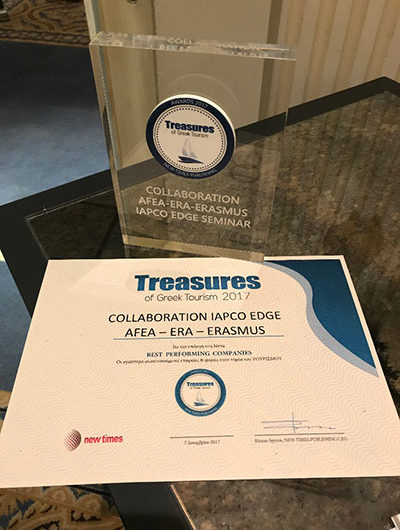 AFEA, ERASMUS and ERA win “Best Performing Companies” award at the “Treasures of Greek Tourism 2017” awards